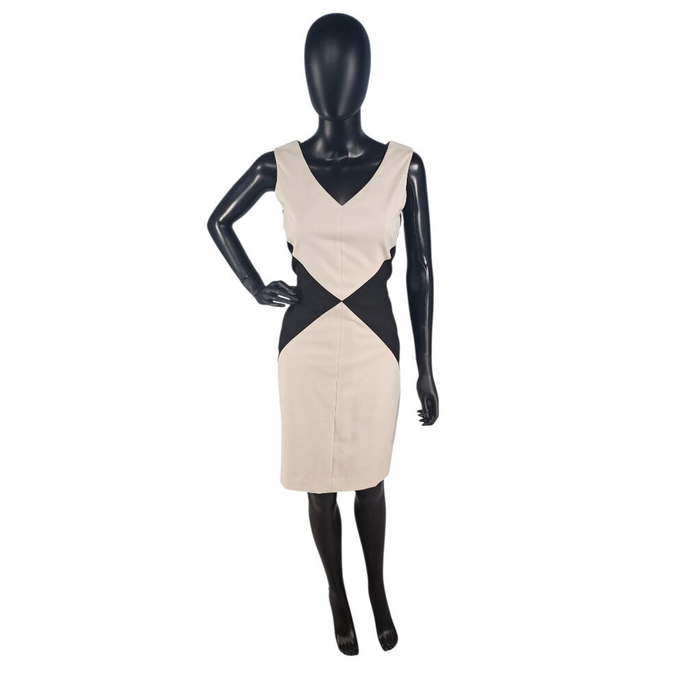 Black/Ivory Diamond Sheath Knee Length Dress - Banana Republic